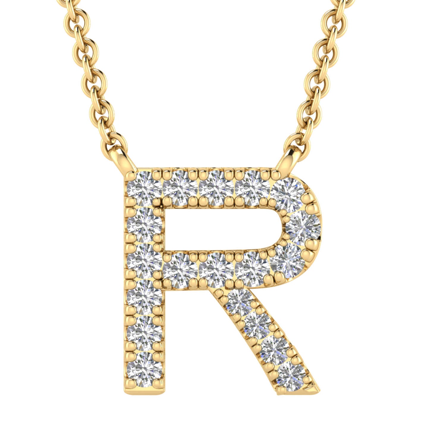 Initial 'R' Necklace wth 0.09ct Diamonds in 9K Yellow Gold - PF-6280-Y