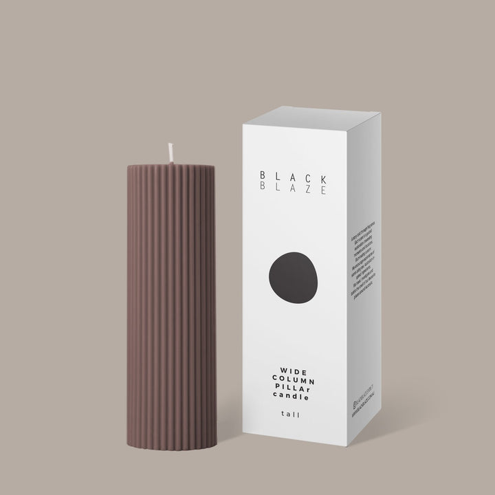 Wide Column Pillar Candle - Beige Candles Available at BEON | Our Column pillar candles are made from refined plant based wax and good for home decoration. All candles in this collection are unscented. Please use a candle holder or candle plate underneath