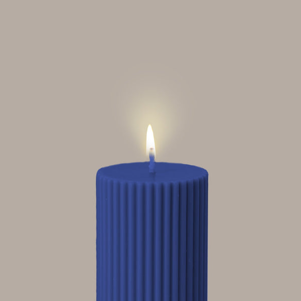 Wide Column Pillar Candle - Blue Candles Available at BEON | Our Column pillar candles are made from refined plant based wax and good for home decoration. All candles in this collection are unscented. Please use a candle holder or candle plate underneath