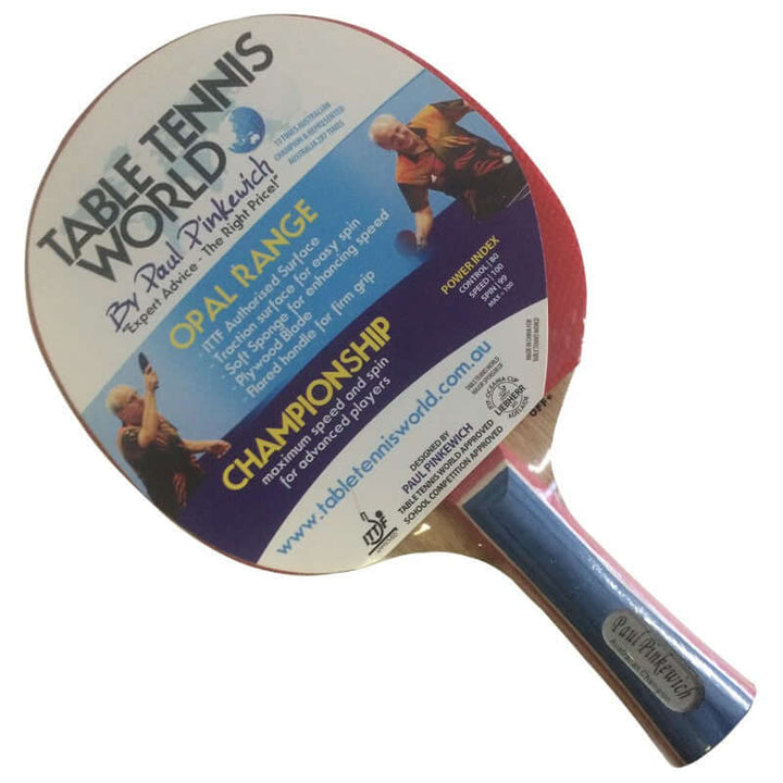 Buy & Save on Table Tennis World Championship Bat Opal Range | Table Tennis World Championship Bat OPAL RANGE Ê Table Tennis World Opal Range has been designed by Paul Pinkewich Australia's most successful Table tennis Player since he was first selected in the National team in 1967 . This OPAL Championship TableÊ Tennis Bat is designedÊ those playersÊ who and ready to start their Table Tennis Game at the Faster /loop end of the Range , Ê | Table Tennis World Australia at BEON