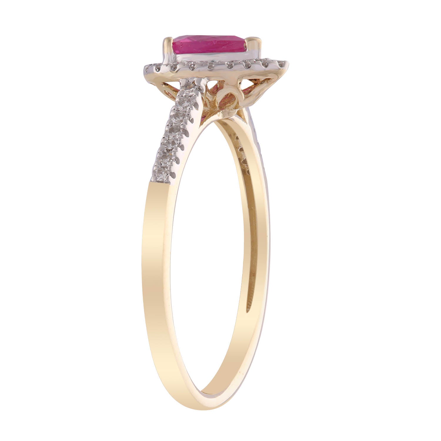 Diamond Ruby Ring with 0.15ct Diamonds in 9K Yellow Gold