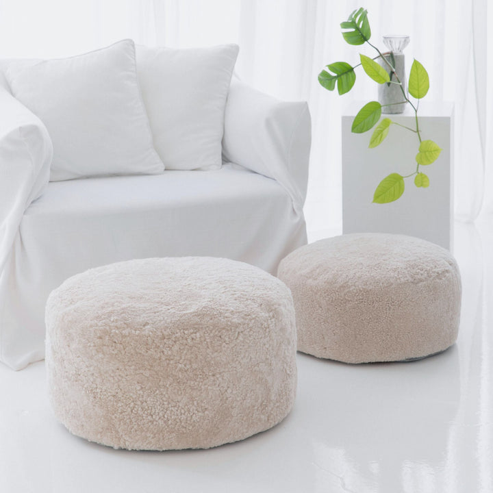 Buy and Save on The Jamieson Ottoman - Bone Ottomans | Bring natural texture and contemporary design into your space with the sturdy and stylish handmade Jamieson Round Ottoman. Choose between two sizes and three beautiful modern colours, or mix-and-match