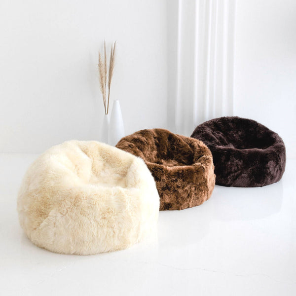 Buy and Save on The Byron Beanbag Chair - Drop 2 Bean Bag Chairs | Featuring 3 NEW Colours! Fall into the comfort of a beautifully designed giant luxury sheepskin beanbag chair, handmade from the finest ethically sourced, super soft long wool sheepskin. E