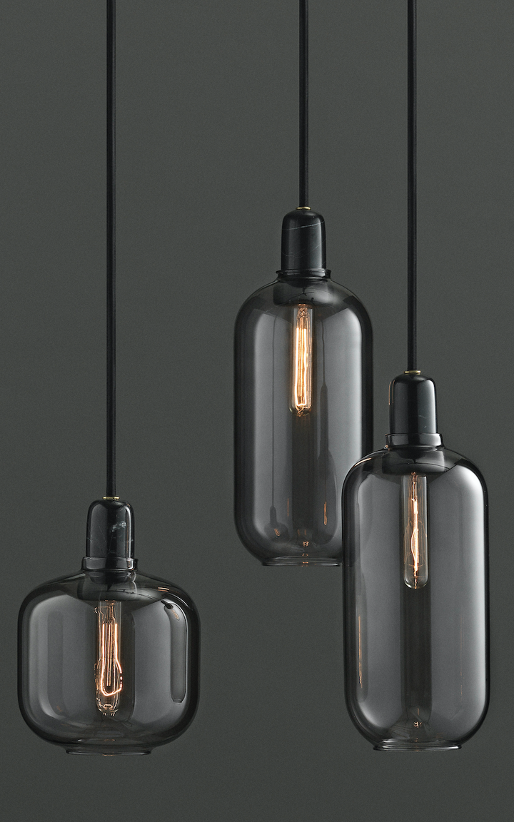 NORMANN COPENHAGEN | Amp Pendant Lamp - Smoke/Black (Multiple Sizes) | Ceiling Pendants | BEON.COM.AU