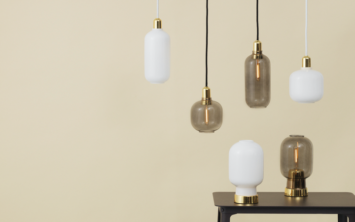 NORMANN COPENHAGEN | Amp Pendant Lamp White/Brass (Multiple Sizes) | Ceiling Pendants | BEON.COM.AU