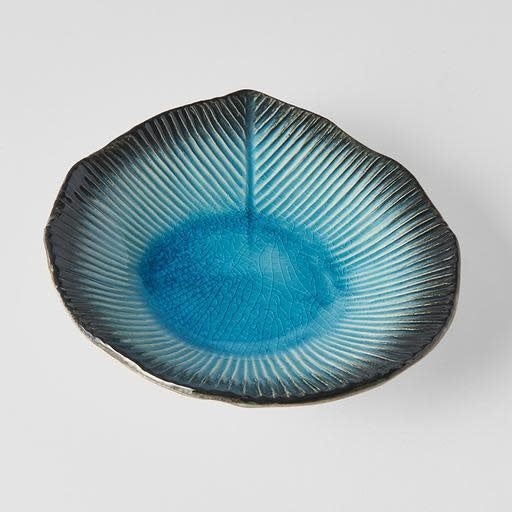 Medium Plate Leaf Shape 16cm in Sky Blue Glaze