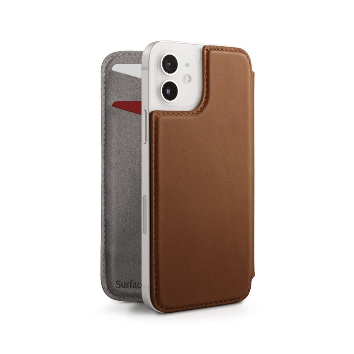 Buy online & save SurfacePad for iPhone 12 Mini - Brown |Twelve South |BEON.COM.AU Don’t call it a case...Feather light and razor thin, SurfacePad for iPhone 12 is a beautifully slim leather cover designed to shield the front and back of your phone from scratches. Inside this Napa leather jacket are two cards slots for all-in-one convenience. And yes, SurfacePad is fully MagSaf... Twelve South at BEON.COM.AU