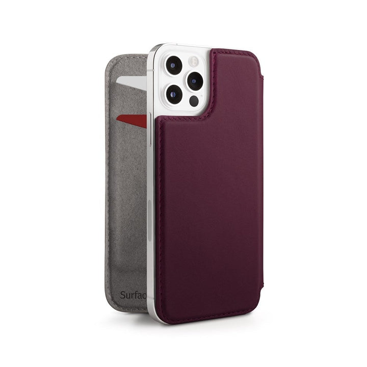 Buy online & save SurfacePad for iPhone 12 / 12 Pro - Plum |Twelve South |BEON.COM.AU Don’t call it a case...Feather light and razor thin, SurfacePad for iPhone 12 is a beautifully slim leather cover designed to shield the front and back of your phone from scratches. Inside this Napa leather jacket are two cards slots for all-in-one convenience. And yes, SurfacePad is fully MagSaf... Twelve South at BEON.COM.AU