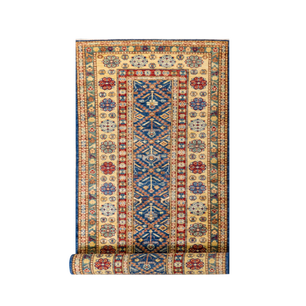 Buy Authentic Afghan Fine Ariana Chobi Handmade Runner Runners made in Afghanistan at BEON | Hand knotted and meticulously crafted by Afghan artisans in Afghanistan, this stunning Ariana Chobi runner is made out of pure handspun wool. Size: Foundation: Co