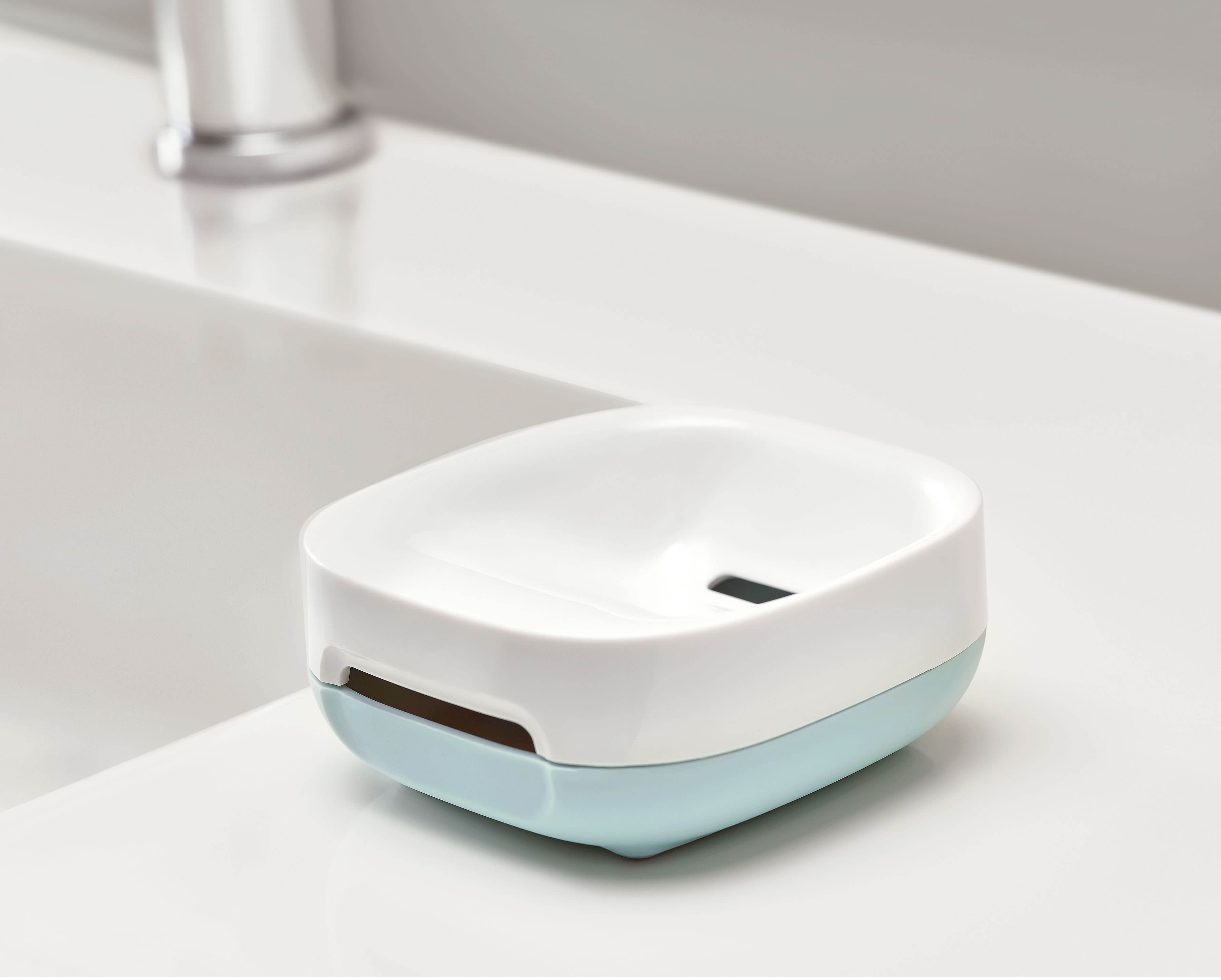 BEON.COM.AU  This clever soap dish has a unique, sloping design that saves space and allows any excess water or suds from your soap to neatly drain away.  Unique, sloping design saves space Holds a full-size soap bar in less space Clever angled base allows soap to drain Dismantles for easy cleaning Ventilate... Joseph Joseph at BEON.COM.AU
