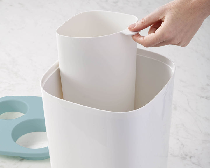 Buy online & save Split™ 8L Waste & Recycling Bin | BEON.COM.AU  This handy bathroom bin has two compartments to allow you to split out your waste and recycling in one compact design.  Split compartments allows you to separate recyclable and non-recyclable waste Removable inner bucket for easy emptying Use with or without a plastic liner Easy to clean Total c... Joseph Joseph at BEON.COM.AU