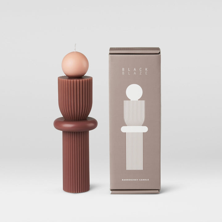 Barrenjoey Candle - Red Ochre And Nude Pillar Candle Available at BEON | Inspired by the Barrenjoey lighthouse in Palm Beach, the Barrenjoey candle celebrates chic and minimal design. The unique shape is like a sculpture and will add a touch of art to you