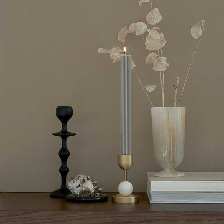 Column Pillar Candle Duo - Grey Pillar Candle Available at BEON | The Original Column Pillar Candle Our Column pillar candles are made from refined soy wax and good for home decoration. All candles in this collection are unscented. Please use a candle hol