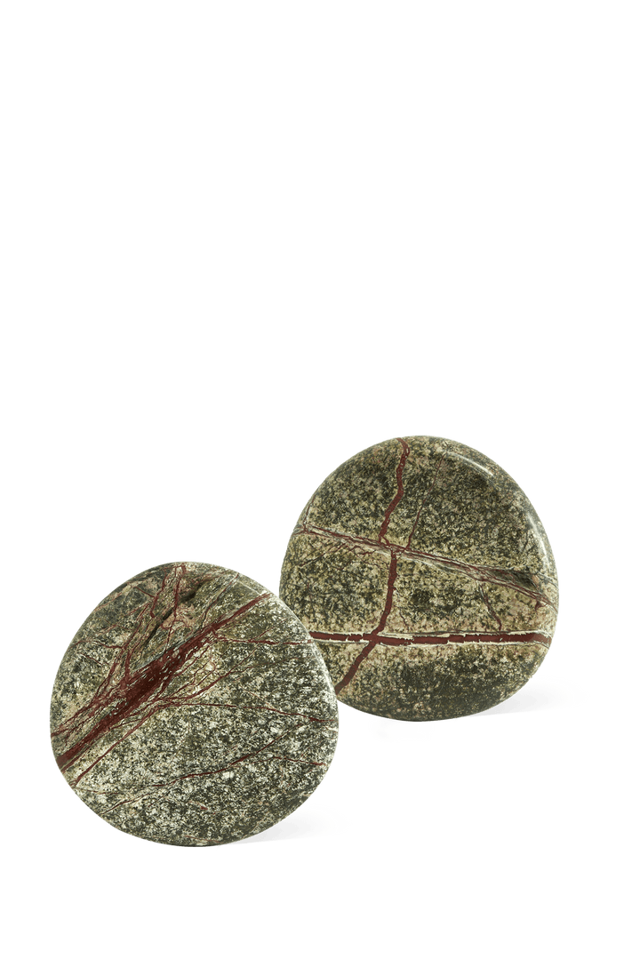 Stone Coaster Set - Rainforest Green Accessories Available at BEON | Experience nature's embrace with the irregular circular design of the Stone Coaster. Handcrafted with meticulous attention to detail, each coaster possesses its distinct character, makin