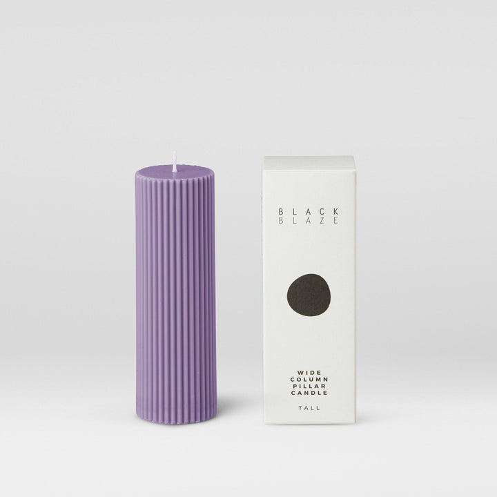 Wide Column Pillar Candle - Periwinkle Pillar Candle Available at BEON | The Original Column Pillar Candle Our Column pillar candles are made from refined soy wax and good for home decoration. All candles in this collection are unscented. Please use a can