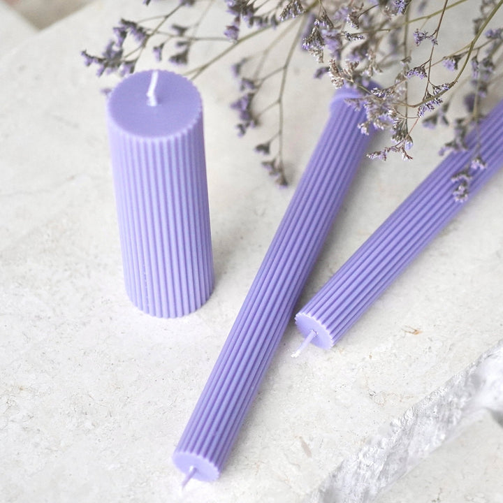 Wide Column Pillar Candle - Periwinkle Pillar Candle Available at BEON | The Original Column Pillar Candle Our Column pillar candles are made from refined soy wax and good for home decoration. All candles in this collection are unscented. Please use a can