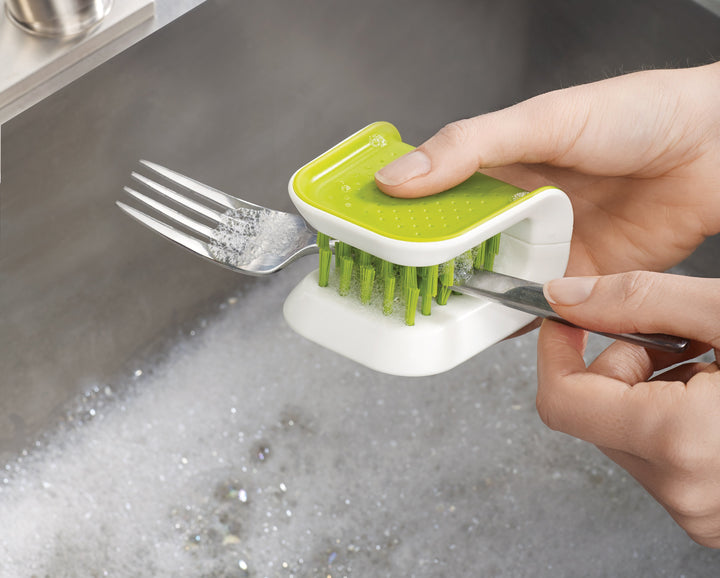 Buy online & save BladeBrush™ Knife & Cutlery Cleaning Brush | BEON.COM.AU  Cleaning sharp knives and cutlery can be a hazardous task, but with this innovative washing-up brush it’s much safer.  Clean sharp blades safely Unique, wrap-around design cleans both sides at once Opposed bristles for effective cleaning Textured hand-grip Easy to store  Specifications Care &amp... Joseph Joseph at BEON.COM.AU