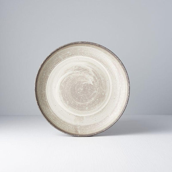 Save on Nin-Rin High Rim Plate Made in Japan at BEON. 22cm diameter x 4.5cm height High Rim Plate in Nin-Rin designThe Nin-Rin range features a circular sweep of golden ochre over the signature 'Earth' glaze. No two pieces are the same due to a unique hand glazing technique used to create the swirling pattern. This high rim shape is the perfect plate to serve risottos, pasta or steak. Use as an everyday plate or when entertaining guests at dinner parties. Handcrafted in JapanMicrowave and dishwasher safe