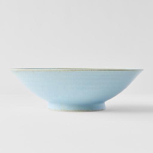 Save on Soda Blue Ramen Bowl Made in Japan at BEON. 25cm diameter x 8cm height Ramen Bowl in Soda Blue design The Soda Blue range features a soft pastel blue, highlighted by a gentle play of white. Each piece has a unique pattern determined by its position in the kiln during the firing process. Traditionally used for ramen, this bowl can be used for curries, risottos, salads or pasta. The ramen bowl makes a great engagement or wedding gift. Handcrafted in JapanMicrowave and dishwasher safe