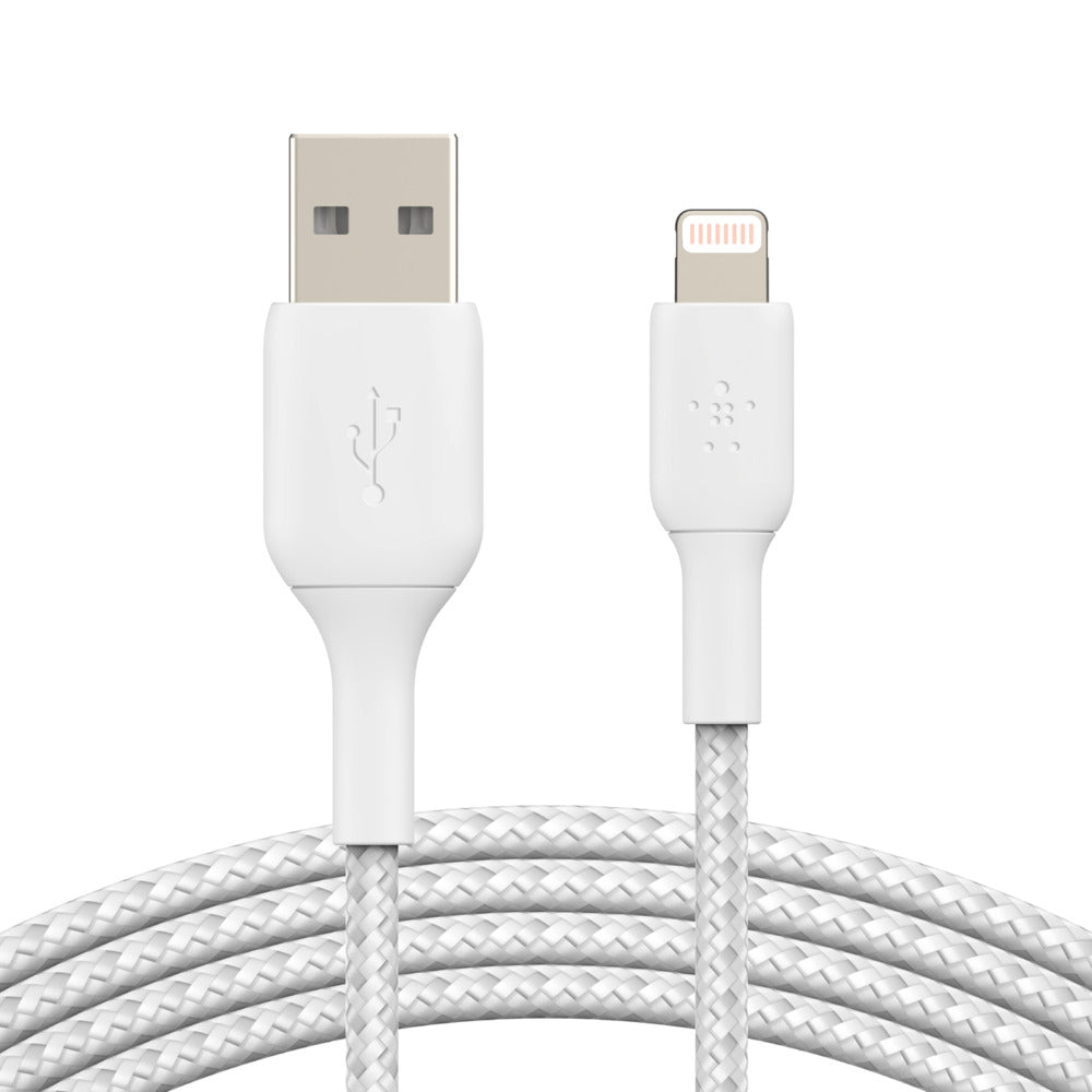 BELKIN BOOSTCHARGE Braided Lightning to USB-A Cable 2 Meter - White CAA002BT2MWH Belkin