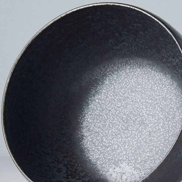 Save on BB Black Large U Shape Bowl Made in Japan at BEON. 15.5cm diameter x 9cm height Large U shape bowl in BB Black design A mottled black glaze highlighted with iridescent blue. Each piece has a unique dappled pattern determined by its position in the kiln during the firing process. This beautiful bowl can be used for soups, curries, noodles or risottos and pasta. Handcrafted in JapanMicrowave and dishwasher safe