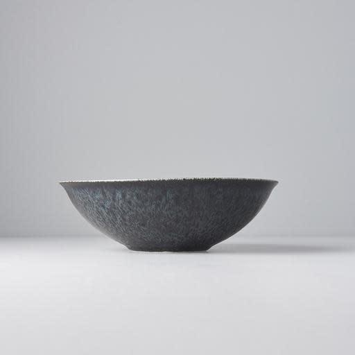 Save on BB Black Open Bowl Made in Japan at BEON. 22cm diameter x 6cm height Open bowl in BB Black design. A mottled black glaze highlighted with iridescent blue. Each piece has a unique dappled pattern determined by its position in the kiln during the firing process. The beautifully shaped bowl can be used for noodles, soups, salads, pasta and risottos Handcrafted in Japan. Microwave and dishwasher safe.