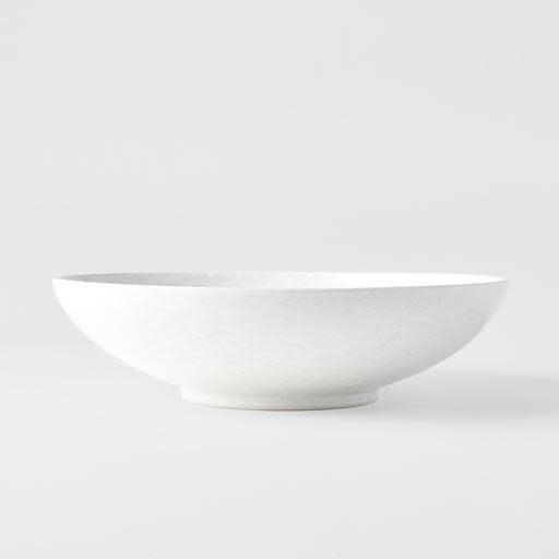 Save on White Blossom Open Serving Bowl Made in Japan at BEON. 28cm diameter x 7.5 height Open shape serving bowl in White Blossom Design The White Blossom range features a Sakura blossom motif on a powder white gloss glaze. The cherry blossom is a special flower for the people of Japan representing renewal and the ephemeral nature of life. Great piece for table centrepiece, or as a main focus of a buffet style meal serving salads and pasta. Top selling bowl that makes a great gift.Handcrafted in JapanMicro