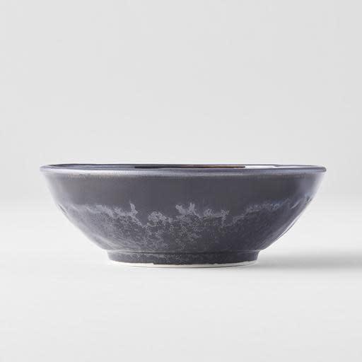 Save on Matte Black with Shiny Edge Small Shallow Bowl Made in Japan at BEON. 13cm diameter x 4.5cm height Small Shallow Bowl in Matte Black with Shiny Edge design A silvered matte black body, the edge hand-dipped in a rich glossy black. A subtle play of blue and green accents are hidden within the pooling of the glaze. This small shallow bowl is the perfect size for sauces, dips, snacks or your favourite set dessert. Handcrafted in JapanMicrowave and dishwasher safe
