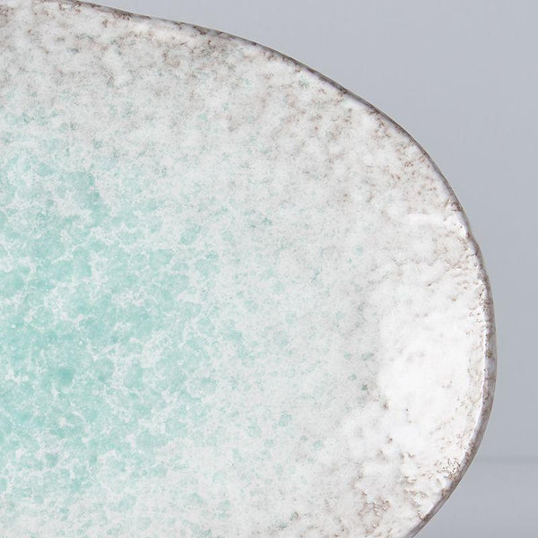 Save on Aqua Splash Large Oval Plate Made in Japan at BEON. 24cm x 17cm diameter Oval Plate in Aqua Splash design. This plate complements a wide range of dishes, particularly seafood and fresh greens. Handmade in Japan. Microwave and dishwasher safe.