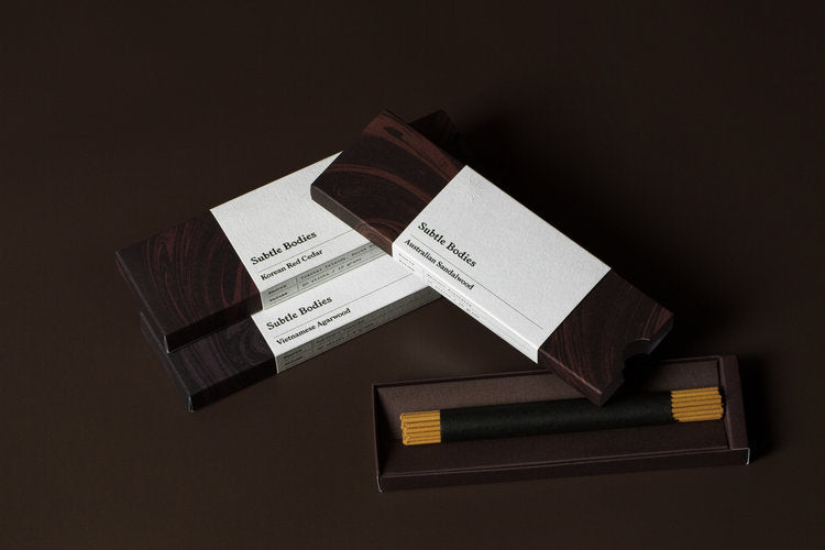 BEON.COM.AU The full Subtle Bodies collection -Three uniquely intriguing scents, sourced from around the world. All our Incense Sticks are pure wood products with no added perfume or fragrance. Each burns with a heavy, yet delicately scented smoke trail. Incense Sticks Subtle Bodies at BEON.COM.AU