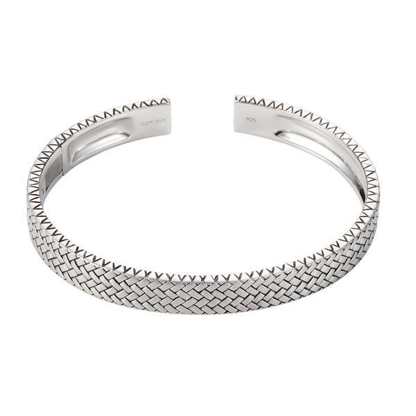 Buy online & save Sterling Silver Woven Pattern Bangle |Cudworth |BEON.COM.AU This Mens Sterling Silver Cuff Bracelet is made from 925 Sterling Silver with Rohdium plating to maintain lustre. This simple yet detailed woven design is ideal for wearing at formal occasions where that extra touch of bling is needed.  - Comes in official Cudworth Gift Box. Bangles Cudworth at BEON.COM.AU