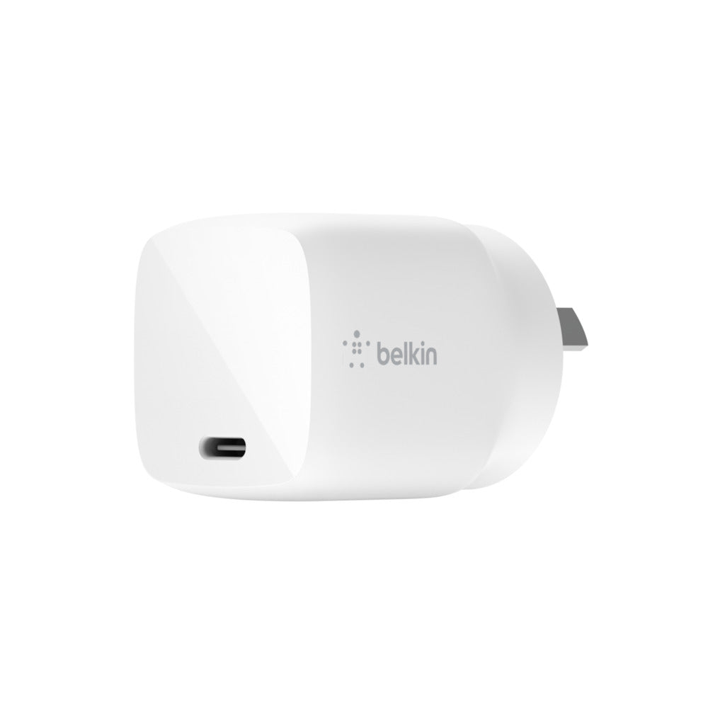 BELKIN BOOSTCHARGE 30W USB-C GaN Wall Charger For USB-C PD Enabled Devices WCH001AUWH Belkin
