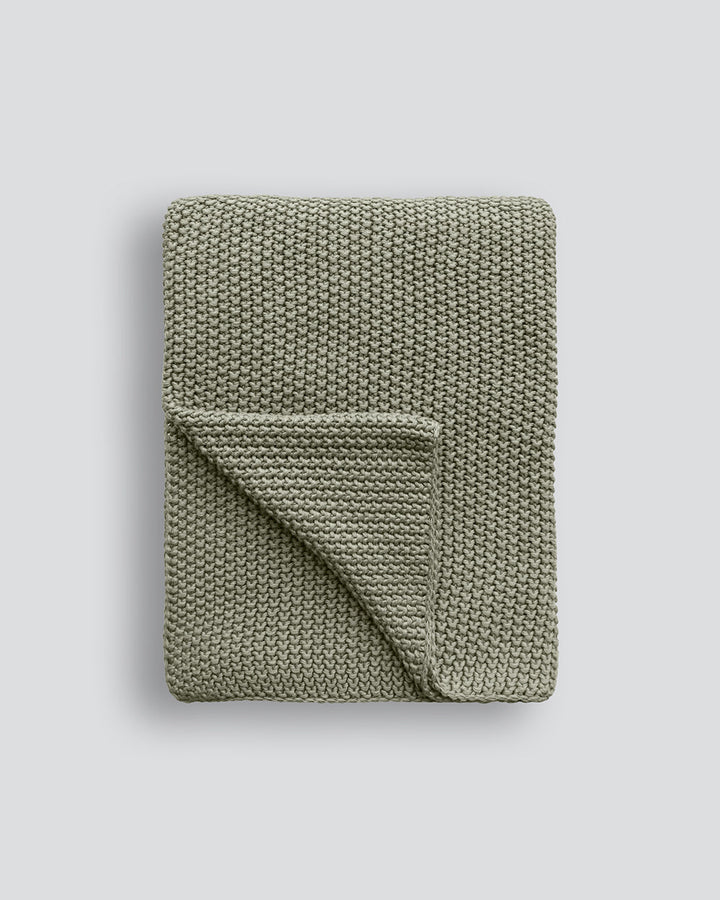 Devon Throw Retreat into the comfort of this calming, sage toned throw. A classic and versatile accessory to any room, the contemporary design of the Devon offers an unparalleled sense of comfort and style. Knitted from 100% organic cotton, the medium wei