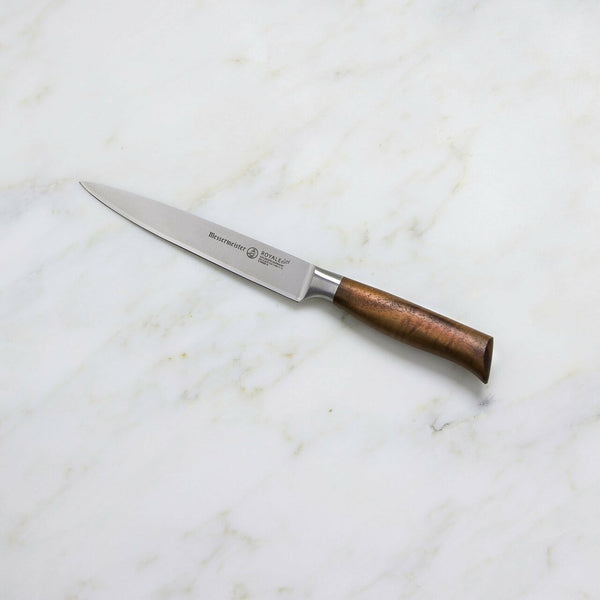 Buy online & save Royale Elite Utility Knife 6 Inch (15.2cm) |Messermeister |BEON.COM.AU E9688 6         Royal Elite Utility Knife 6 Inch You will find yourself using the Messermeister Royale Elité 6” Utility Knife for all of your go-to tasks in the kitchen. With a fine edge, this traditional style utility knife is one of the most frequently used knives in the kitchen. A favorite for... Messermeister at BEON.COM.AU