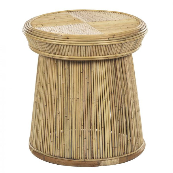 Amalfi Majella Side Table Natural 50x50x55cm Amalfi side tables are perfect accessories to elevate any space. This Majella Side Table is both stylish and practical. Made from hand crafted rattan, it features a smooth silhouette and beautiful grain pattern