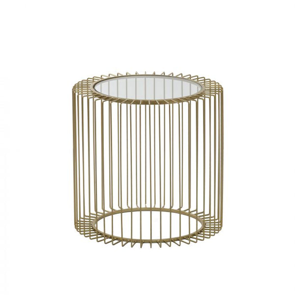 Amalfi Fabien Side Table Gold 50x50x48cm This Amalfi Fabien Side Table is unique, charming and sophisticated. With an eccentric silhouette and gold colour palette, it’s both stylish and practical. The body is iron and twists in a delicate design with a te