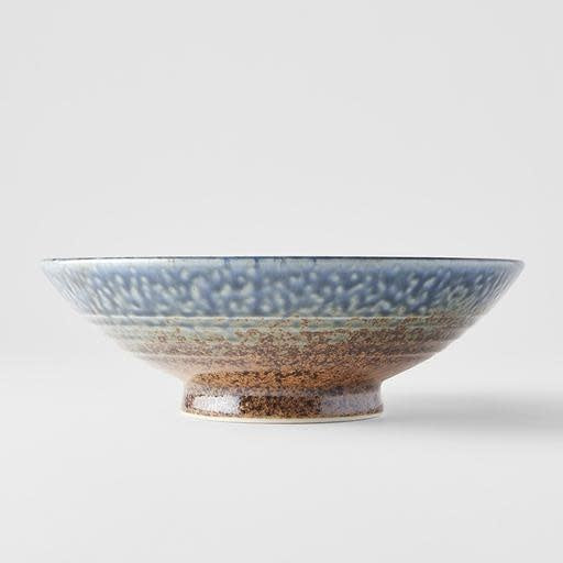 Save on Earth & Sky Glaze Ramen Bowl 25cm Made in Japan at BEON. The Earth & Sky range is designed and made at the Ichi kiln in Gifu prefecture, Japan.25cm diameter8cm heightMade of 'Minoyaki' porcelain, fired at a high temperature and hand finished at the Ichi kiln in Gifu prefecture, Japan. The Earth & Sky range features a hand-dipped edge of bold ink-blue contrasted with a speckled tawny brown. The Ichi kiln has over 70 skilled craftspeople. They work with a large variety of glazes and use a unique hand-