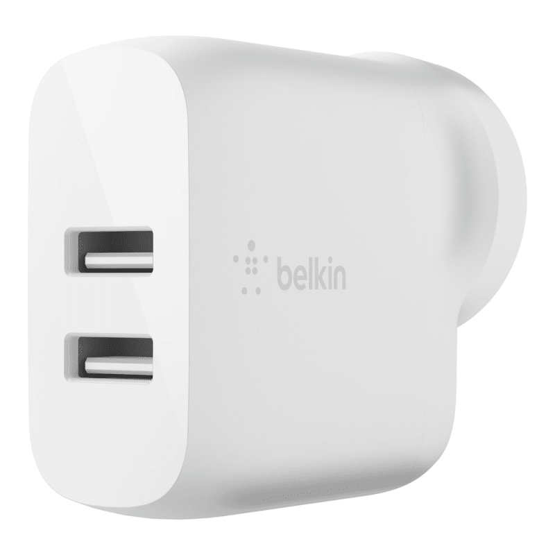 BELKIN BOOSTCHARGE Dual USB-A Wall Charger 24W USB-A to USB-C Cable - White WCE001AU1MWH Belkin