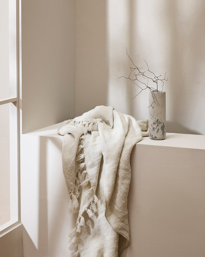 Millhouse Throw Handwoven using linen fibres that have been carefully batch-dyed to our specifications, the Millhouse’s minimal design and natural, earthy tone adds a sense of timeless elegance to spaces. Rich in character and texture, each piece is finis