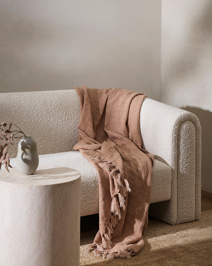 Millhouse Throw Handwoven using linen fibres that have been carefully batch-dyed to our specifications, the Millhouse’s minimal design and natural, earthy tone adds a sense of timeless elegance to spaces. Rich in character and texture, each piece is finis