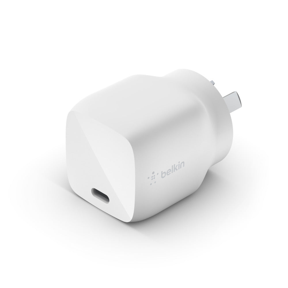 BELKIN BOOSTCHARGE 30W USB-C GaN Wall Charger For USB-C PD Enabled Devices WCH001AUWH Belkin
