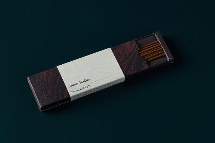 Buy online & save Korean Red Cedar |Subtle Bodies |BEON.COM.AU A woody, resinous scent which is redolent and calming. Red Cedar is perfect for grounding space whilst promoting relaxation and an air of comfort. Our Red Cedar incense comes from an old stockpile of dried wood, held by the monastery that produces it. The rare trees, endemic to a small number of ... Subtle Bodies at BEON.COM.AU