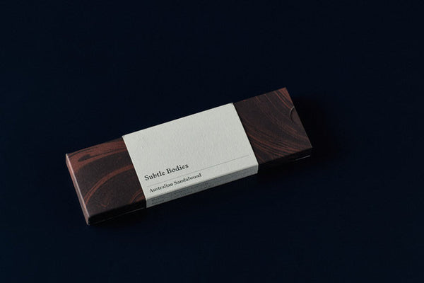 Buy online & save Australian Sandalwood |Subtle Bodies |BEON.COM.AU A sweet and fragrant scent which is clear and intoxicating. Sandalwood is perfect for enlivening a space whilst promoting an uplifting sense of calm. Our Sandalwood comes from plantations in the semi-arid grassland region of Western Australia. Sustainability regulations and a dedication to develo... Subtle Bodies at BEON.COM.AU