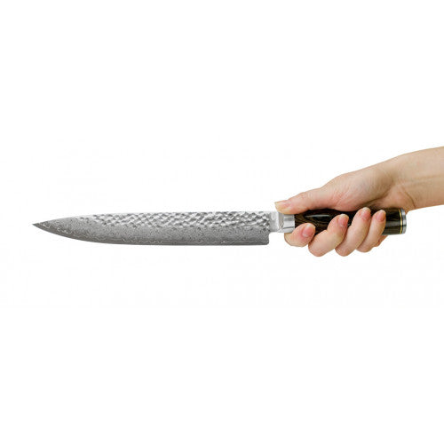 Buy online & save Shun Premier Slicing Knife 24cm |Shun |BEON.COM.AU The Shun Premier Slicing knife will enable you to slice perfect even slices without tearing. The Premier range of knives from Shun are made with the same high standard as all other Shun knives. Each knife will take 100 handcrafted steps to complete, giving you a much more superior knife than othe... Shun at BEON.COM.AU