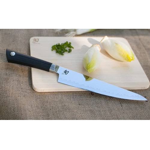 BEON.COM.AU Shun Sora Utility Knife 15cm The Shun Sora Utility Knife, like all Utility Knives are one of the most useful knives in the kitchen, with a versatile size for cutting a range of ingredients in your kitchen. Easy to clean and maintain, this high performance knife provides a secure and comfortable g... Shun at BEON.COM.AU