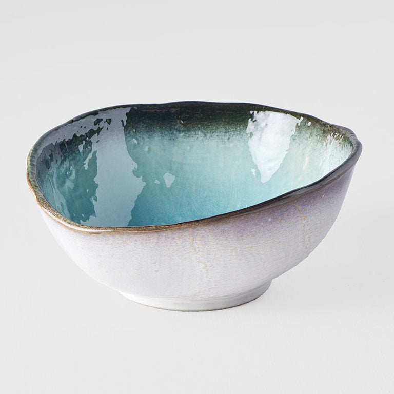 Sky Blue Bowl Uneven Shape - Made in Japan