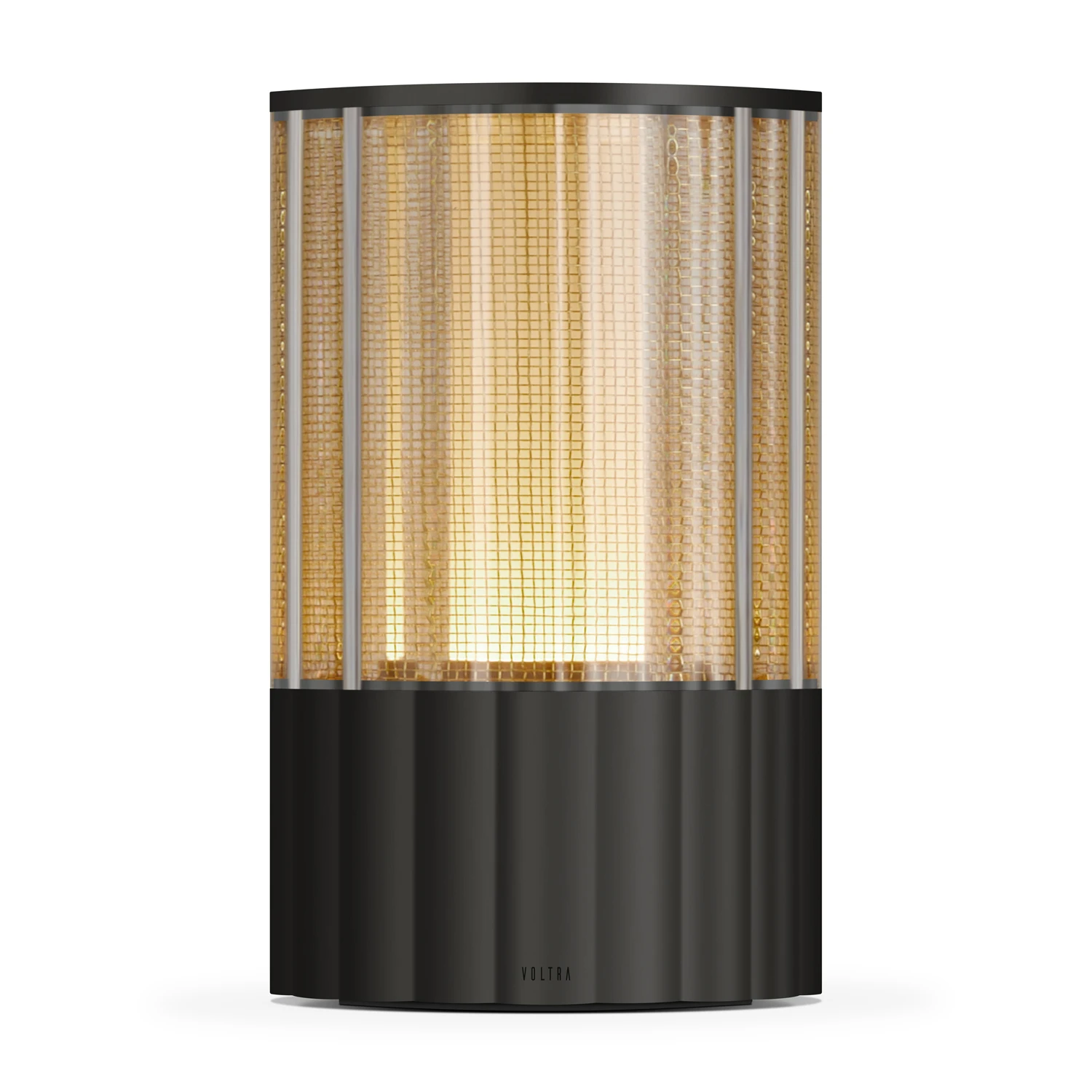 BEON.COM.AU A transparent reeded shell with brass mesh lining cocoons the candle-like internal light. Totem Lamp Voltra Lighting at BEON.COM.AU