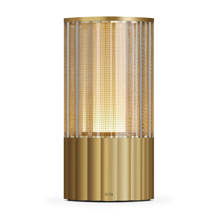 Buy online & save Totem - Reeded |Voltra Lighting |BEON.COM.AU A transparent reeded shell with brass mesh lining cocoons the candle-like internal light. Totem Lamp Voltra Lighting at BEON.COM.AU