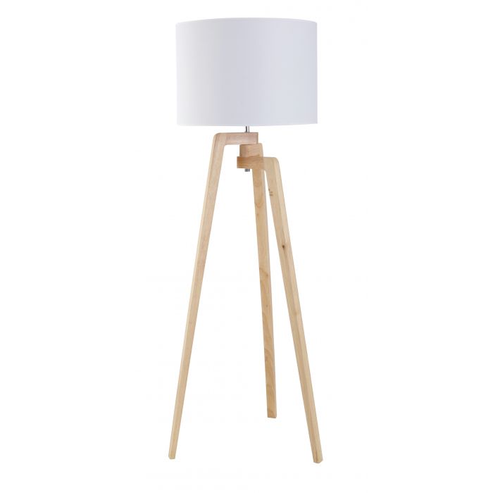 Amalfi Oslo Floor Lamp in Natural/White With its clean lines and timeless materials, the Oslo Floor Lamp is inspired by relaxed Scandinavian design. The tripod style legs are made from natural timber, complemented by the bright white fabric shade. Makes a